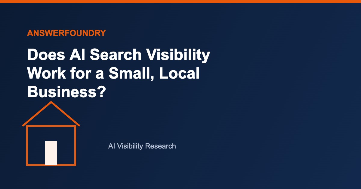 Small storefront business owner checking phone, representing a local business checking its AI search visibility